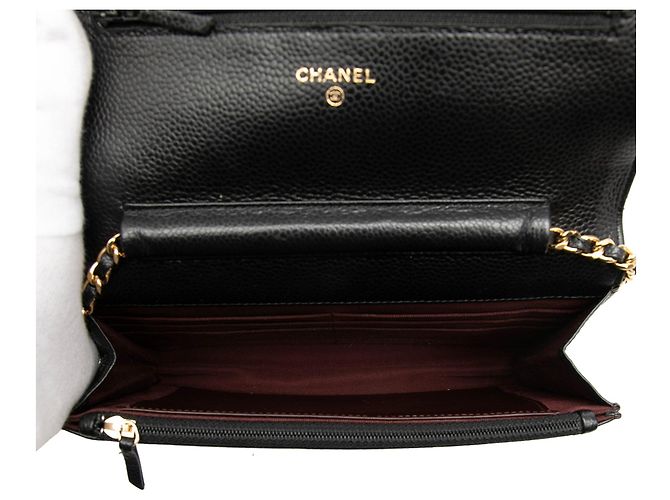 Wallet On Chain Borsa a tracolla Chanel CC Quilted Caviar nera con catena Nero - vista 4