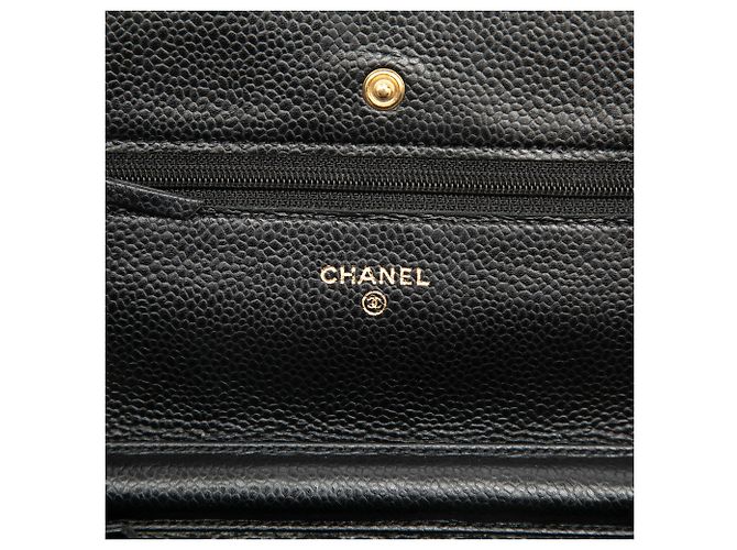 Wallet On Chain Borsa a tracolla Chanel CC Quilted Caviar nera con catena Nero - vista 5