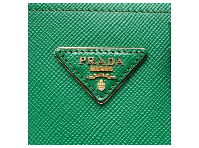 Borsa Double Saffiano Cuir Medium Verde Prada - vista 5