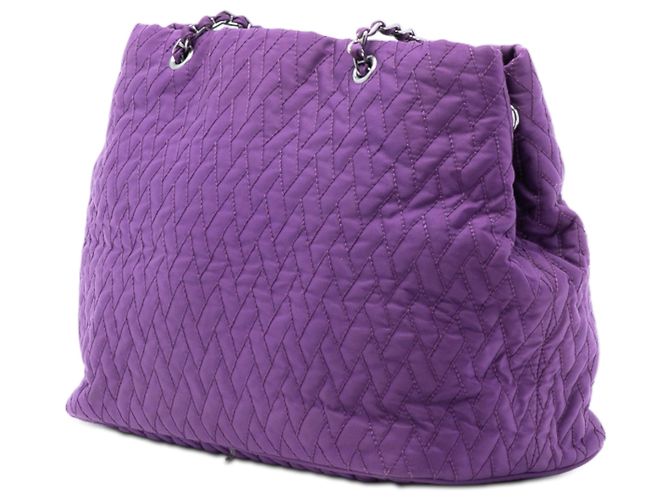Borsa Tote con catena Prada Impuntu Tessuto viola Porpora - vista 2