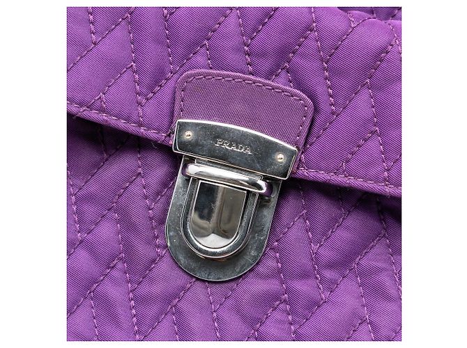 Borsa Tote con catena Prada Impuntu Tessuto viola Porpora - vista 5