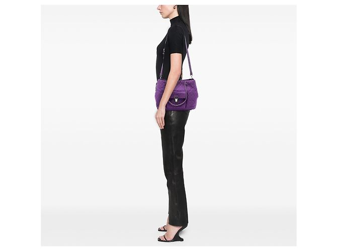 Borsa Tote con catena Prada Impuntu Tessuto viola Porpora - vista 6