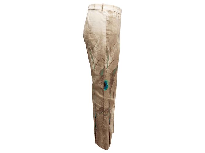 Céline Celine Hose mit bemalten Blumenmotiven Champagne & Multicolor Größe FR 44 Beige - Ansicht 2