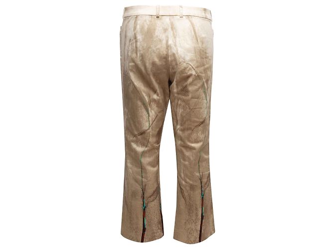 Céline Celine Hose mit bemalten Blumenmotiven Champagne & Multicolor Größe FR 44 Beige - Ansicht 3