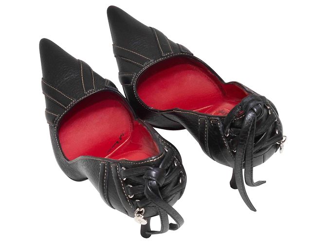 Décolleté a punta con lacci sul retro neri Cesare Paciotti Taglia 35 Nero - vista 3