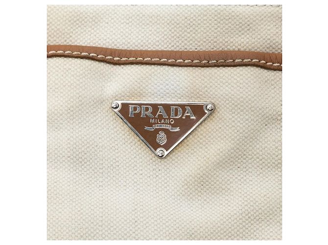 Weißer Prada Canapa Canvas Tote - Ansicht 5