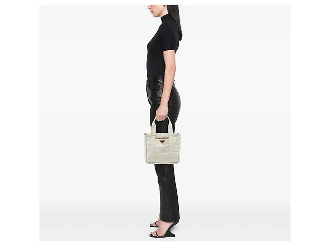 Weißer Prada Canapa Canvas Tote - Ansicht 6