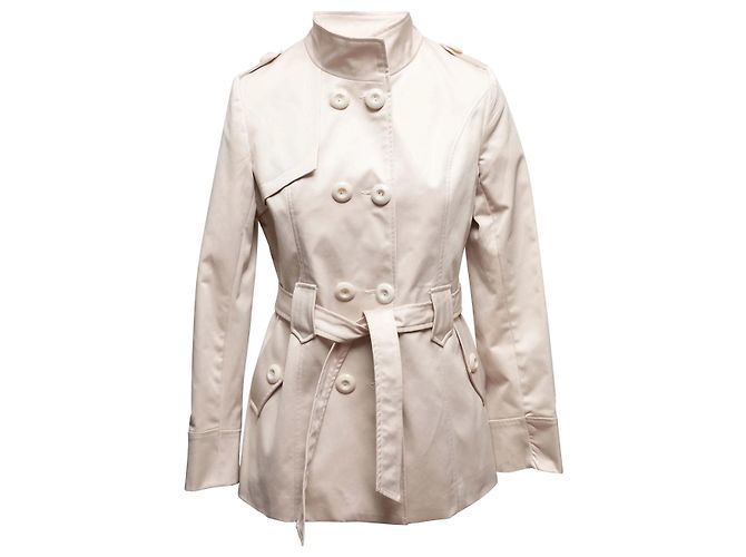 Cream Max Mara Wool-Blend Double-Breasted Coat Size US M Beige - view 2
