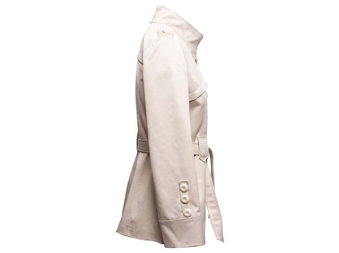 Cream Max Mara Wool-Blend Double-Breasted Coat Size US M Beige - view 3