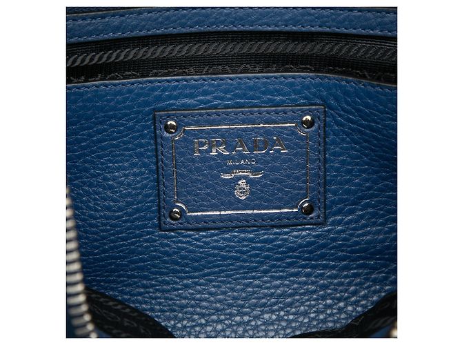 Borsa blu Prada Vitello Phenix Zip Top Satchel - vista 5