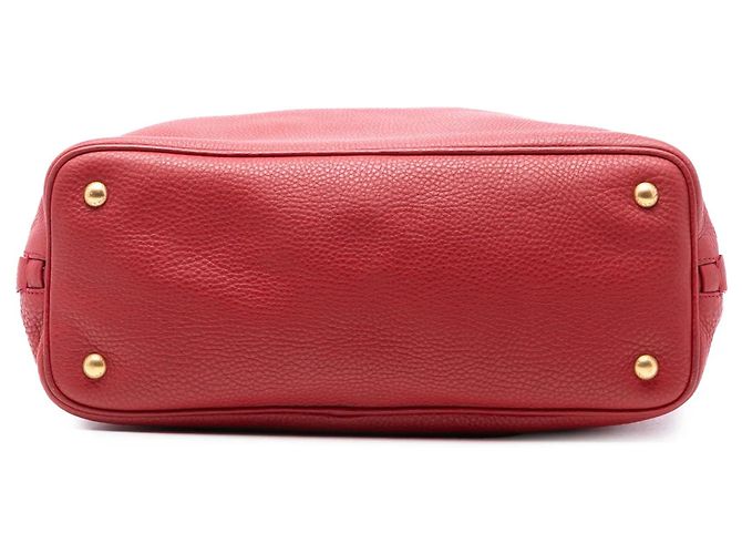 Borsa Shopper Tote Satchel Prada Vitello Daino rossa con zip laterale Rosso - vista 3