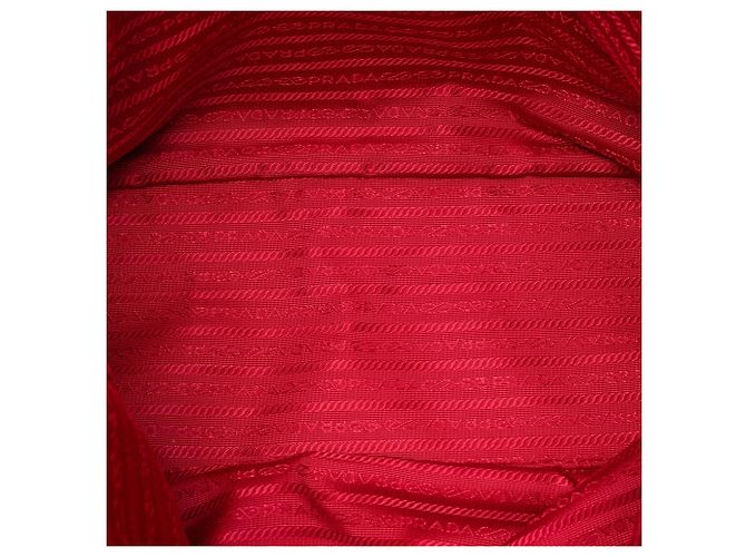 Borsa Shopper Tote Satchel Prada Vitello Daino rossa con zip laterale Rosso - vista 4