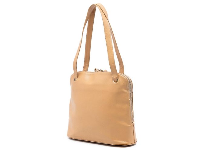 Borsa a tracolla Chanel CC Caviar Two Way Zip color Tan Cammello - vista 2