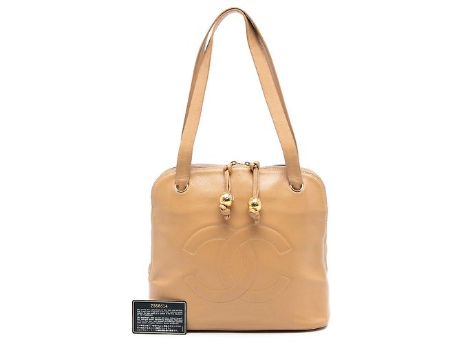 Borsa a tracolla Chanel CC Caviar Two Way Zip color Tan Cammello - vista 8