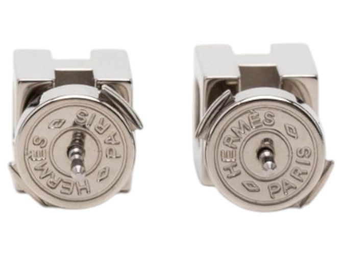 Pendientes Cage dH Cube Push Back en plata con baño de paladio Hermès - vista 2