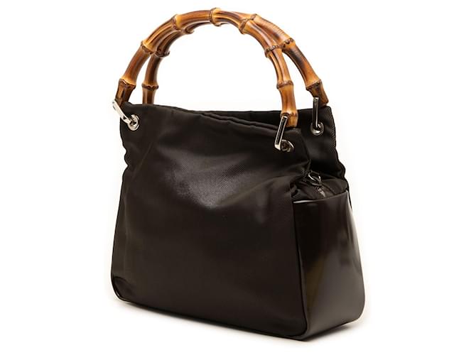Bamboo Borsa a mano Gucci in nylon e bambù marrone - vista 2