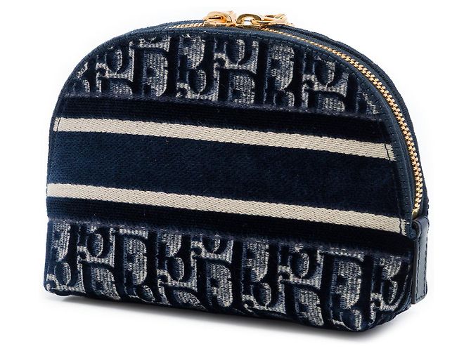 Pochette cosmetici Dior in velluto Oblique blu - vista 2