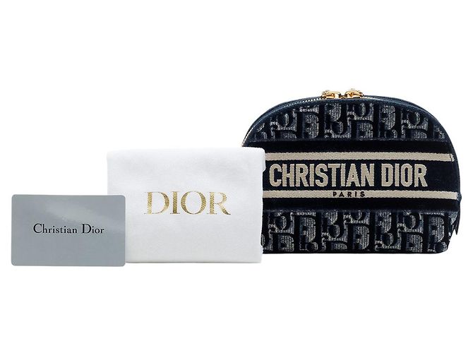 Pochette cosmetici Dior in velluto Oblique blu - vista 7