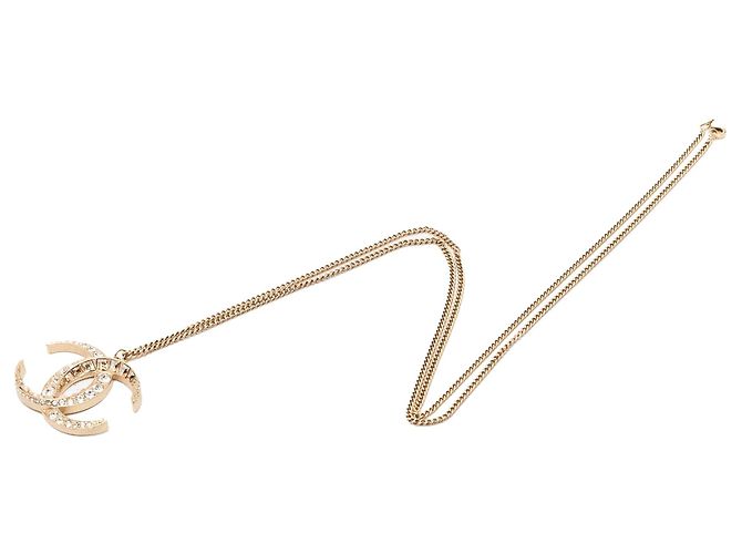 Collana con pendente luna strass placcato oro Gold Chanel CC D'oro - vista 5