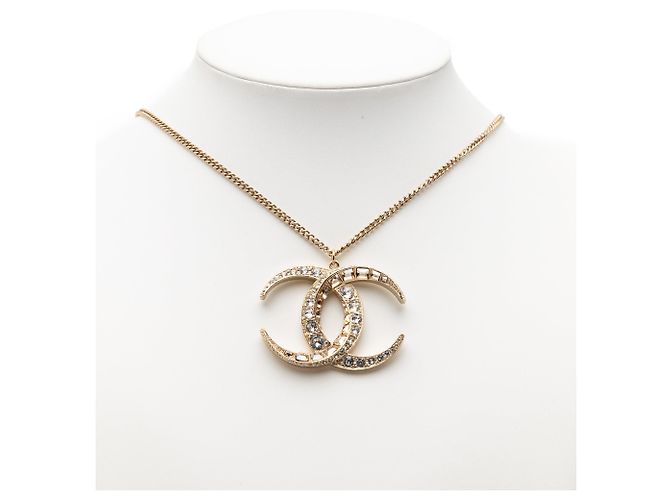 Collana con pendente luna strass placcato oro Gold Chanel CC D'oro - vista 6