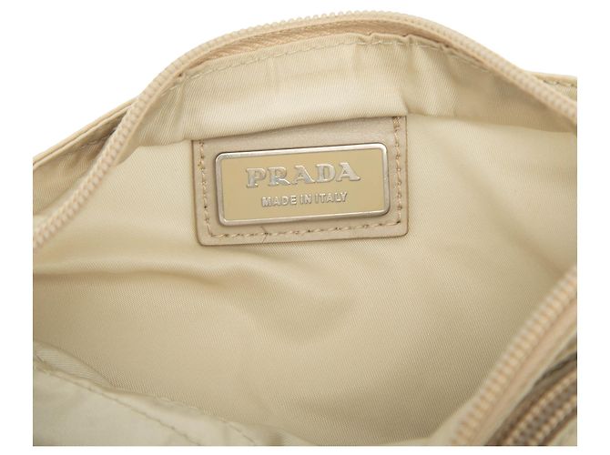Borsa a tracolla Tessuto Prada con zip beige - vista 5