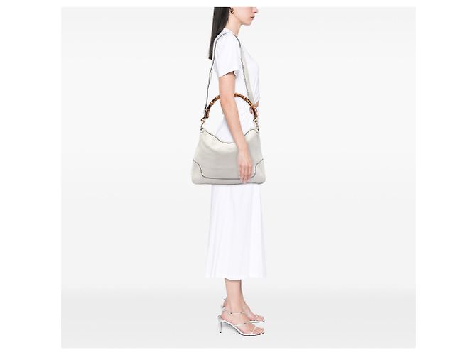 Borsa Diana in pelle di vitello e bambù bianco Gucci - vista 7
