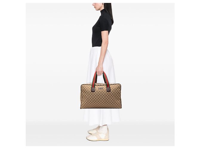 Borsa da viaggio Gucci GG Canvas Web beige - vista 7