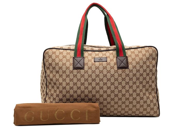 Borsa da viaggio Gucci GG Canvas Web beige - vista 8