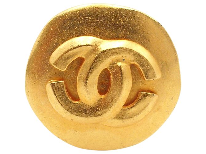 Orecchini a cerchio Chanel CC placcati oro D'oro - vista 2
