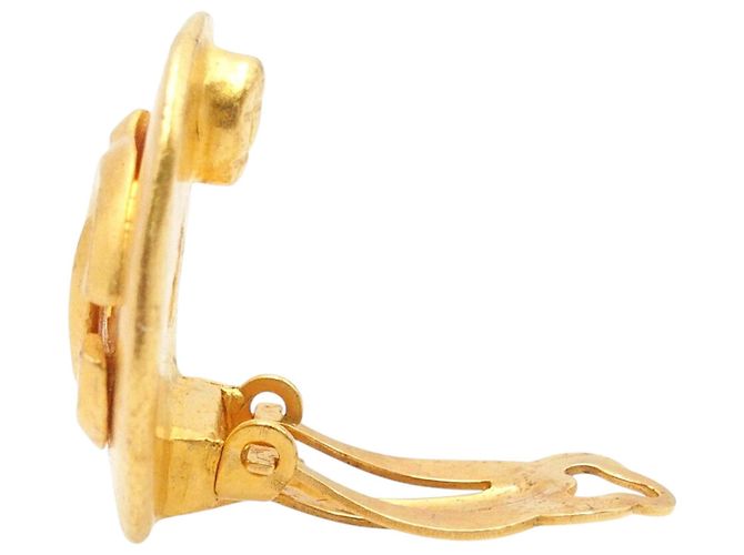 Orecchini a cerchio Chanel CC placcati oro D'oro - vista 3