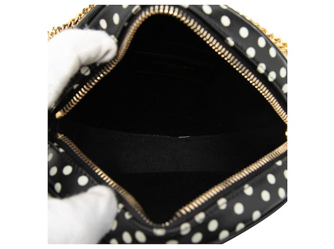 Saint Laurent Black Chevron Kalbsleder Polka Dot Round Vinyle Camera Bag Schwarz - Ansicht 4