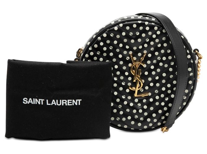 Saint Laurent Black Chevron Kalbsleder Polka Dot Round Vinyle Camera Bag Schwarz - Ansicht 8