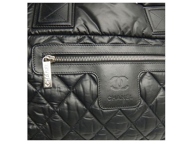 Tote Coco Cocoon in nylon trapuntato nero Chanel Small - vista 9
