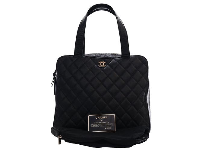 Borsa Bowler Chanel CC in Caviar Trapuntato Nero - vista 15