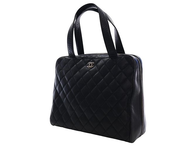 Borsa Bowler Chanel CC in Caviar Trapuntato Nero - vista 3