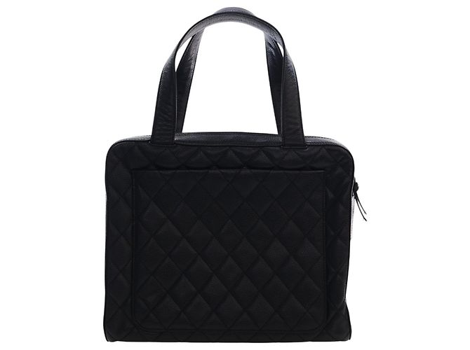 Borsa Bowler Chanel CC in Caviar Trapuntato Nero - vista 4