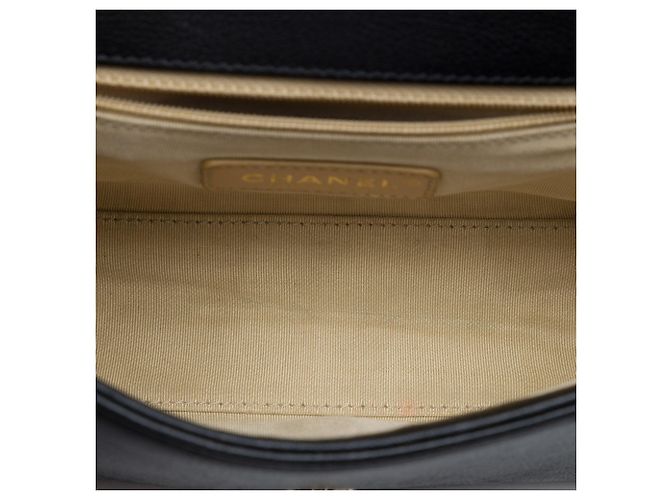 Borsa Chanel Small Quilted Grained Calfskin Label Click Flap Nera Nero - vista 4