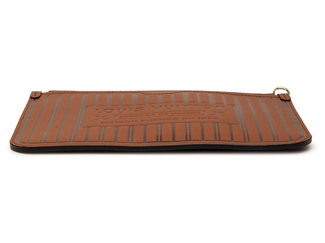 Pochette Louis Vuitton Neverfull Inside Out MM in pelle di vitello marrone - vista 3