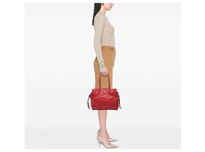 Tote Red Prada Vitello Daino Rosso - vista 7
