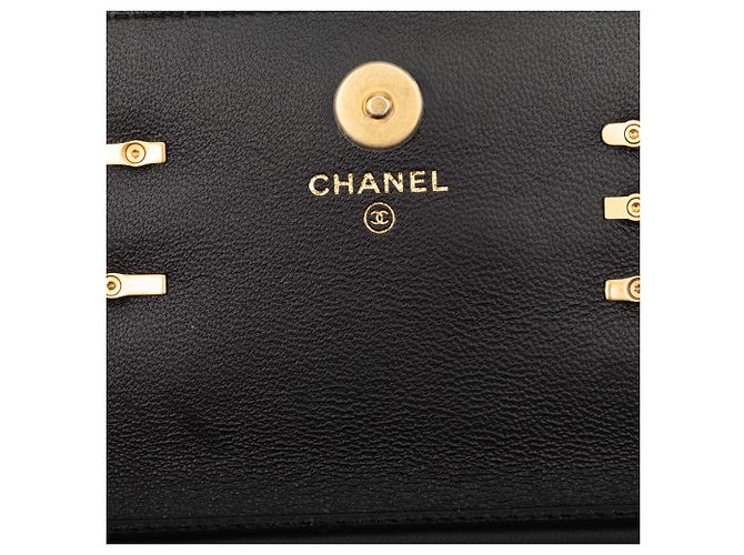 Borsa a tracolla Chanel Mini CC Quilted Lambskin Coco Clips Wallet on Chain nera Nero - vista 5
