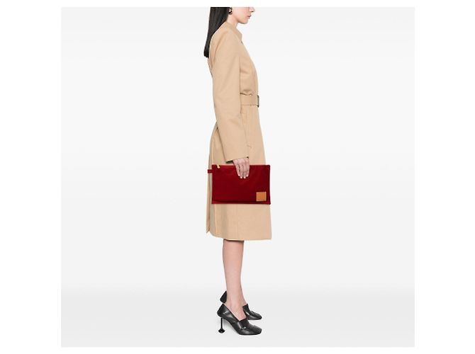 Pochette Hermès Toile Bora Bora Rossa MM Rosso - vista 7