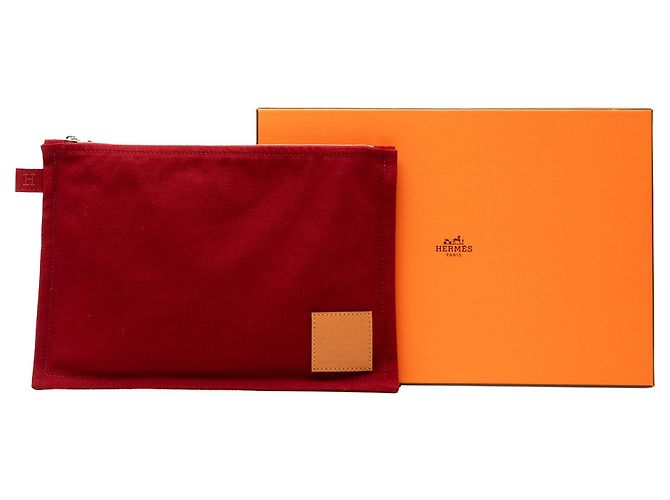 Pochette Hermès Toile Bora Bora Rossa MM Rosso - vista 8