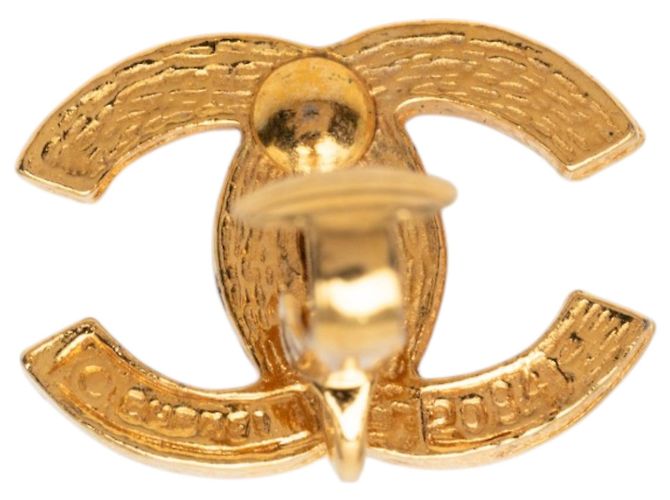Orecchini a clip Chanel CC placcati oro e strass dorati D'oro - vista 3