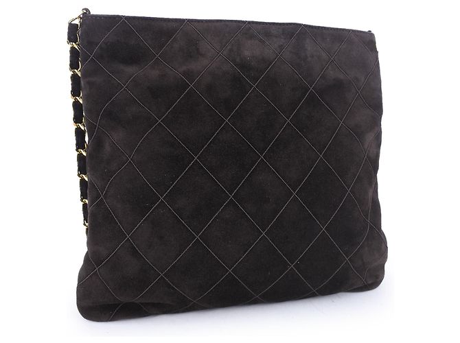 Bolsa transversal Chanel em camurça acolchoada marrom com tassel - vista 3