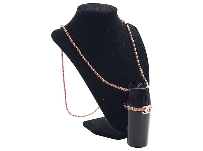 Schwarzes Chanel Lucite Lippenstift-Etui mit Kette - Ansicht 2