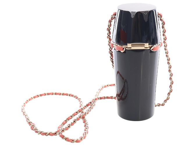 Schwarzes Chanel Lucite Lippenstift-Etui mit Kette - Ansicht 4