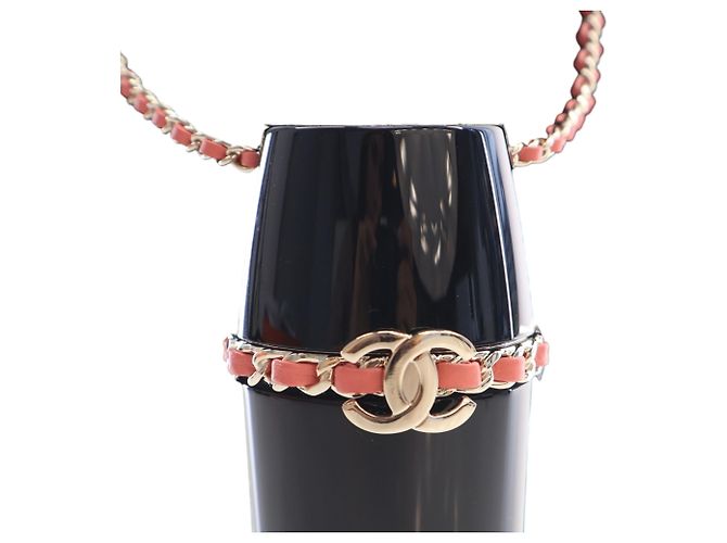 Schwarzes Chanel Lucite Lippenstift-Etui mit Kette - Ansicht 8