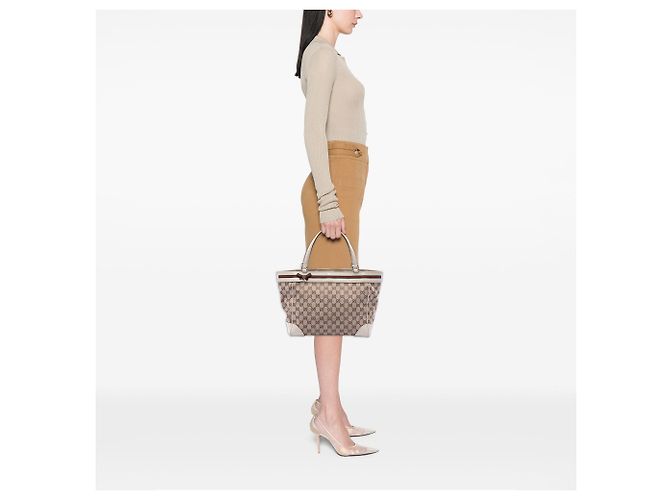 Tote Mayfair in tela GG Canvas Web bianca Gucci Bianco - vista 6