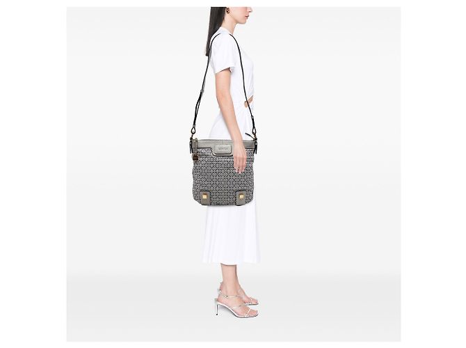 Borsa a tracolla Grey LOEWE Anagram Canvas New Road Grigio - vista 7