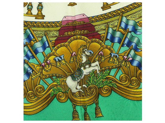 Sciarpa in seta Hermès Luna Park 90 verde - vista 2